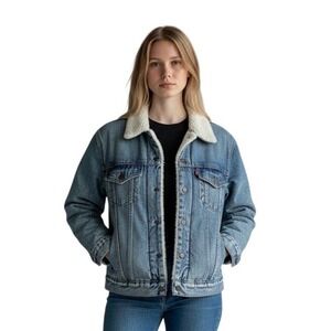 Levis Sherpa Trucker Jacket Womens Size Medium